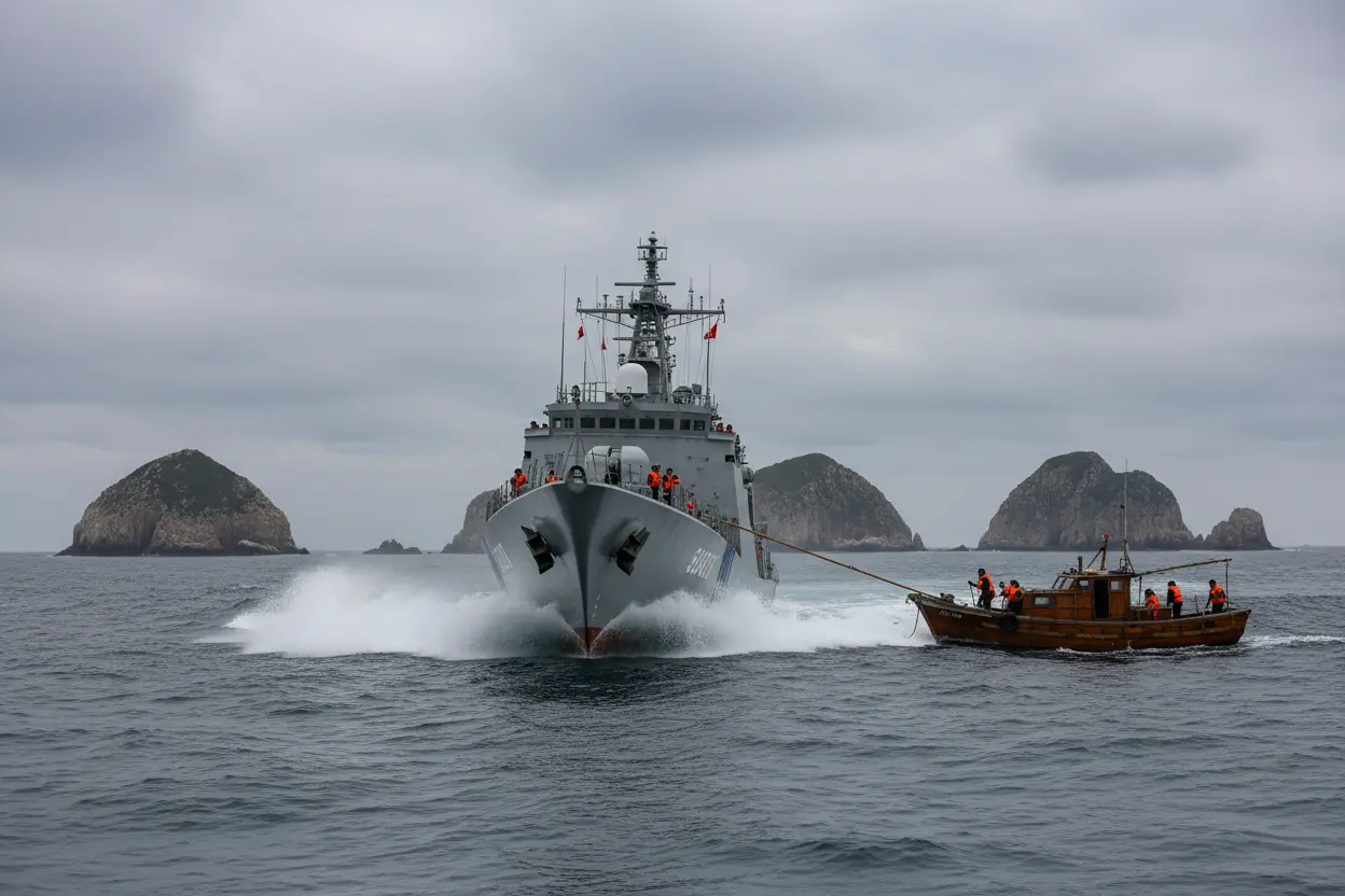 中国海警、釣魚島領海で日本漁船「Shishi」排除　領有権強調し巡視継続